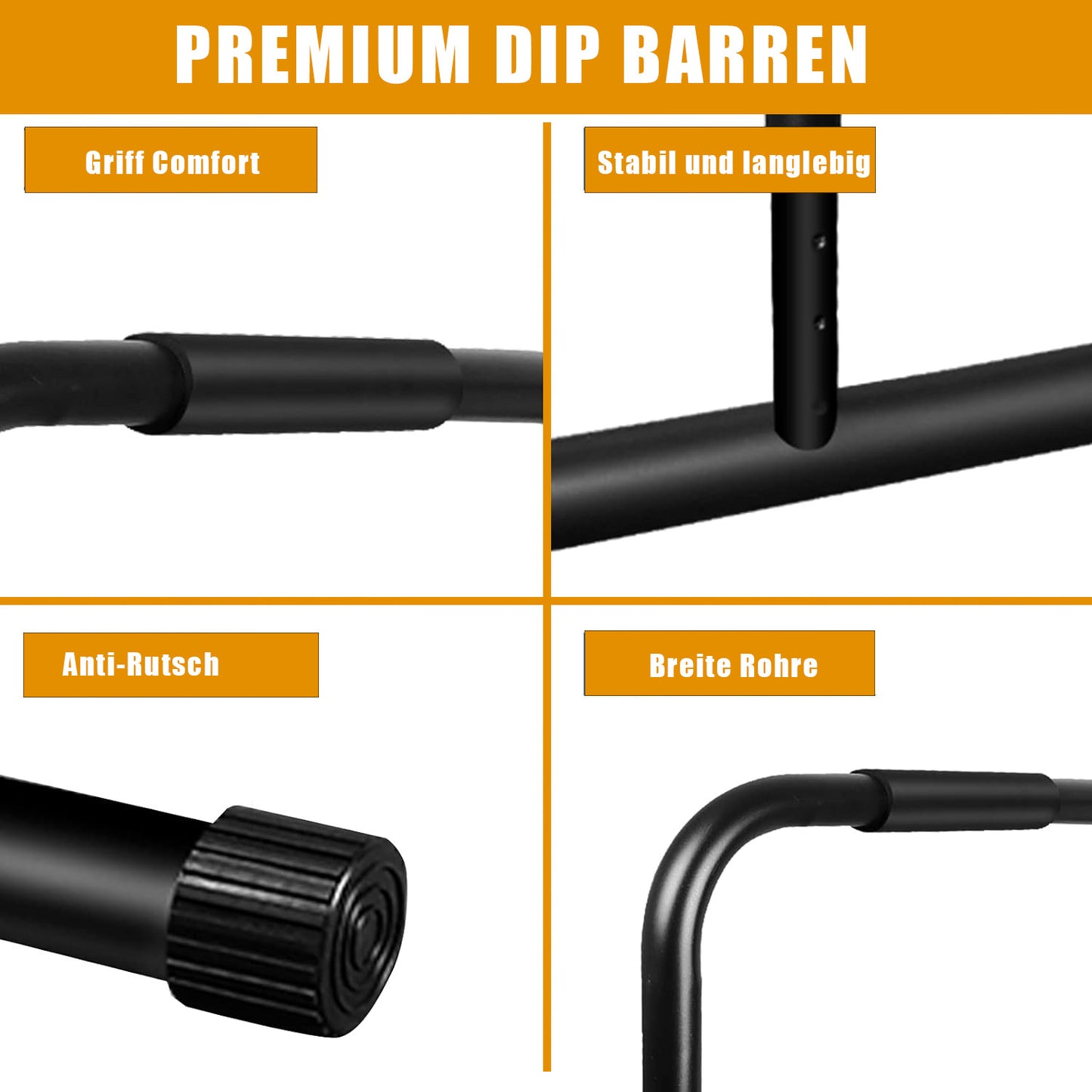 Premium Dip-Barren Parallettes (Paar) mit 4-stufiger Höhenverstellung